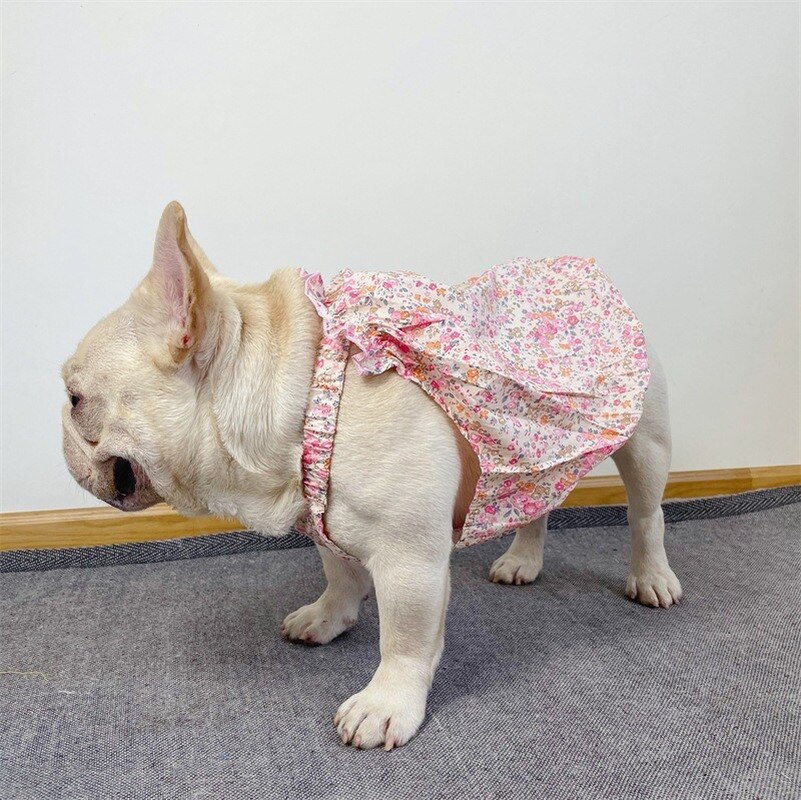 Puppy Dog Princess Tutu for Small Medium Dog Dog Skirt Sweet Flower Print French Bulldog Sling Dress Kawaii Pet Apparel
