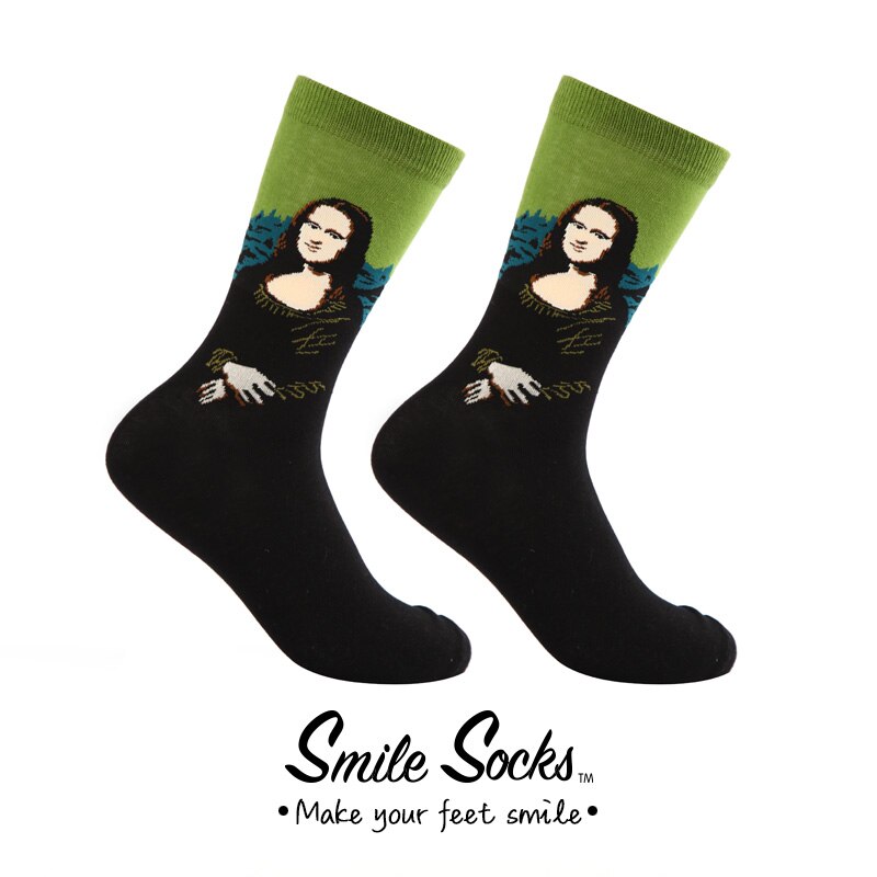 Hommes coton rétro abstrait peinture à l'huile Art chaussettes crier moderne Van Gogh nuit étoilée heureux peinture à l'huile planche à roulettes chaussette: mona Lisa