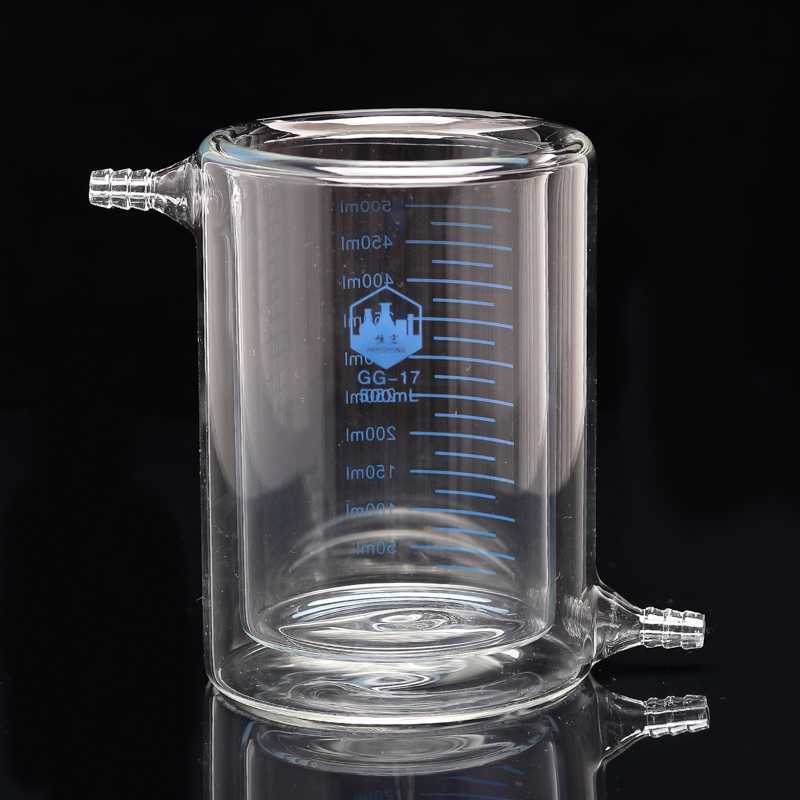 Double-layer beaker 500ml jacketed glass beaker photocatalytic reactor high borosilicate glass