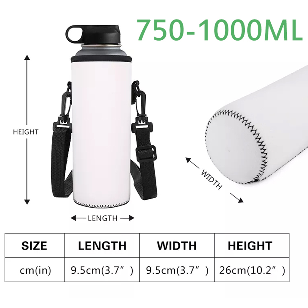Music Notes 1000ML Water Bottle Cover Bag Pouch w/Strap Neoprene Water Bottle Carrier Insulated Bag Pouch Holder Shoulder Strap