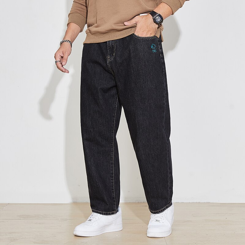 Pluss størrelse 5xl 6xl 7xl #39 harem jeans høst løse casual hip-hop stil street denim bukser merke herrebukser: Svart / Asia l -32