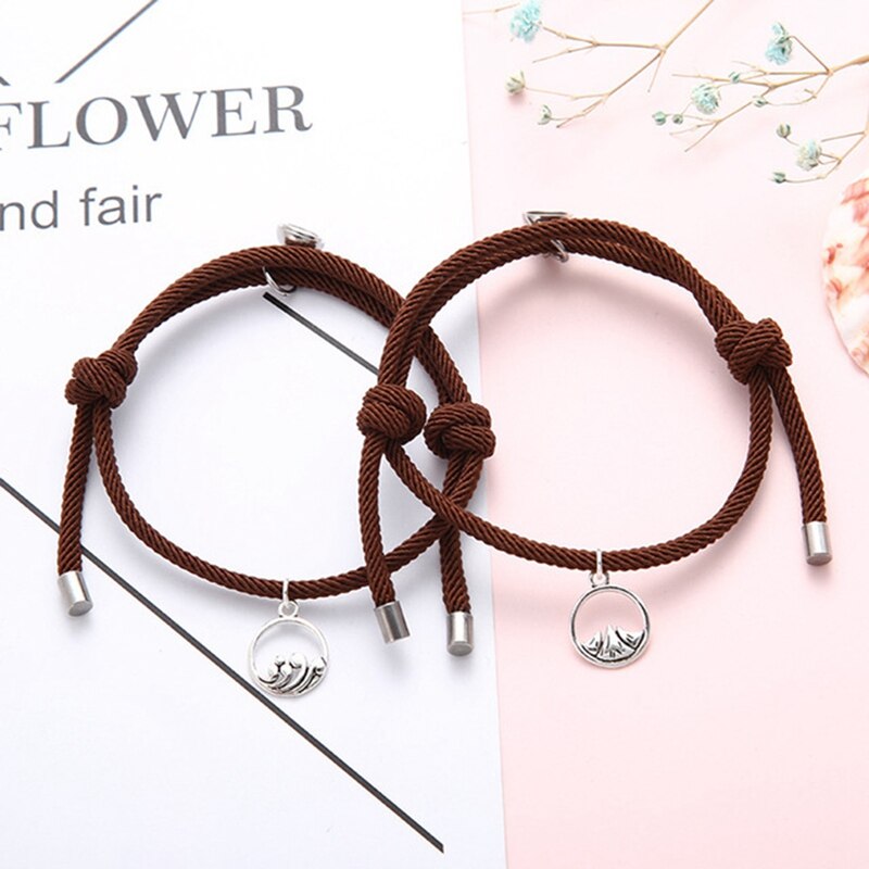 Couple Bracelets Magnet Attract bangle bracelet Women Men Rope Weaving Attract Adjustable Alloy Eachother Couple Bracelet