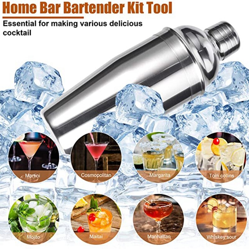 25Oz Bartender Kit with Stylish Bamboo Stand, 12 Piece Cocktail Shaker Set, Stainless Steel Bar Tool Set