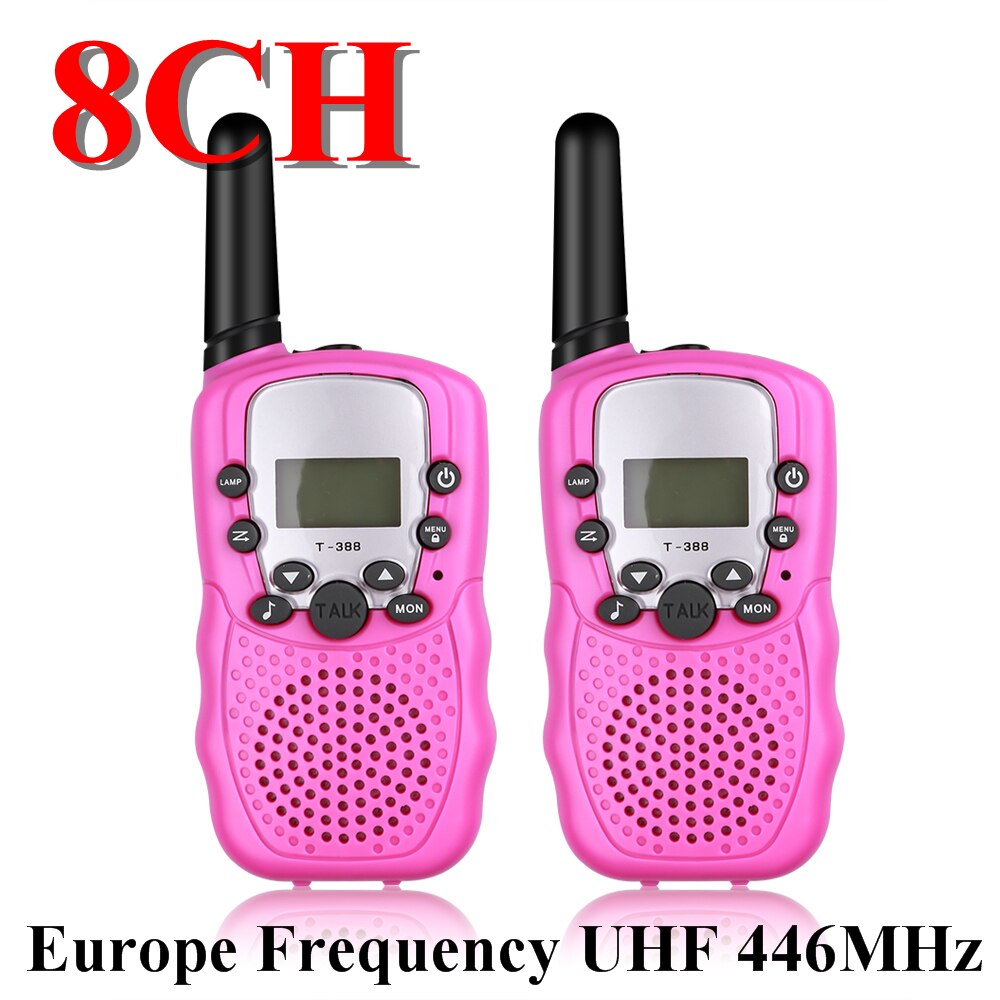 新しい T388 8CH 22CH 2 個ミニトランシーバー子供ラジオ局 0.5 ワット PMR PMR446 FRS UHF ポータブルラジオ communicator のギフト子供のための: Pink 8CH