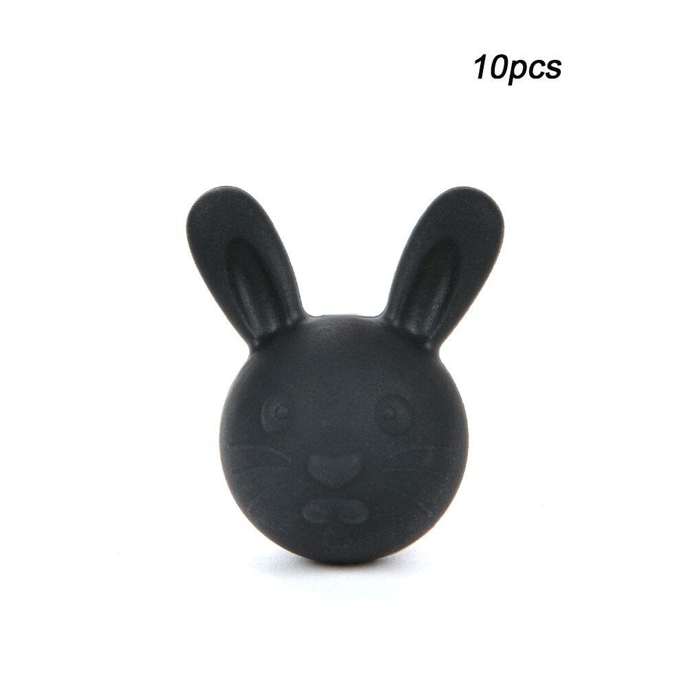 LOFCA 10 sztuk królik koraliki ząbkowanie silikonowe bpa-free Baby gryzaki zwierząt króliczki kulki silikonowe dla naszyjnik opieka stomatologiczna: smoky black