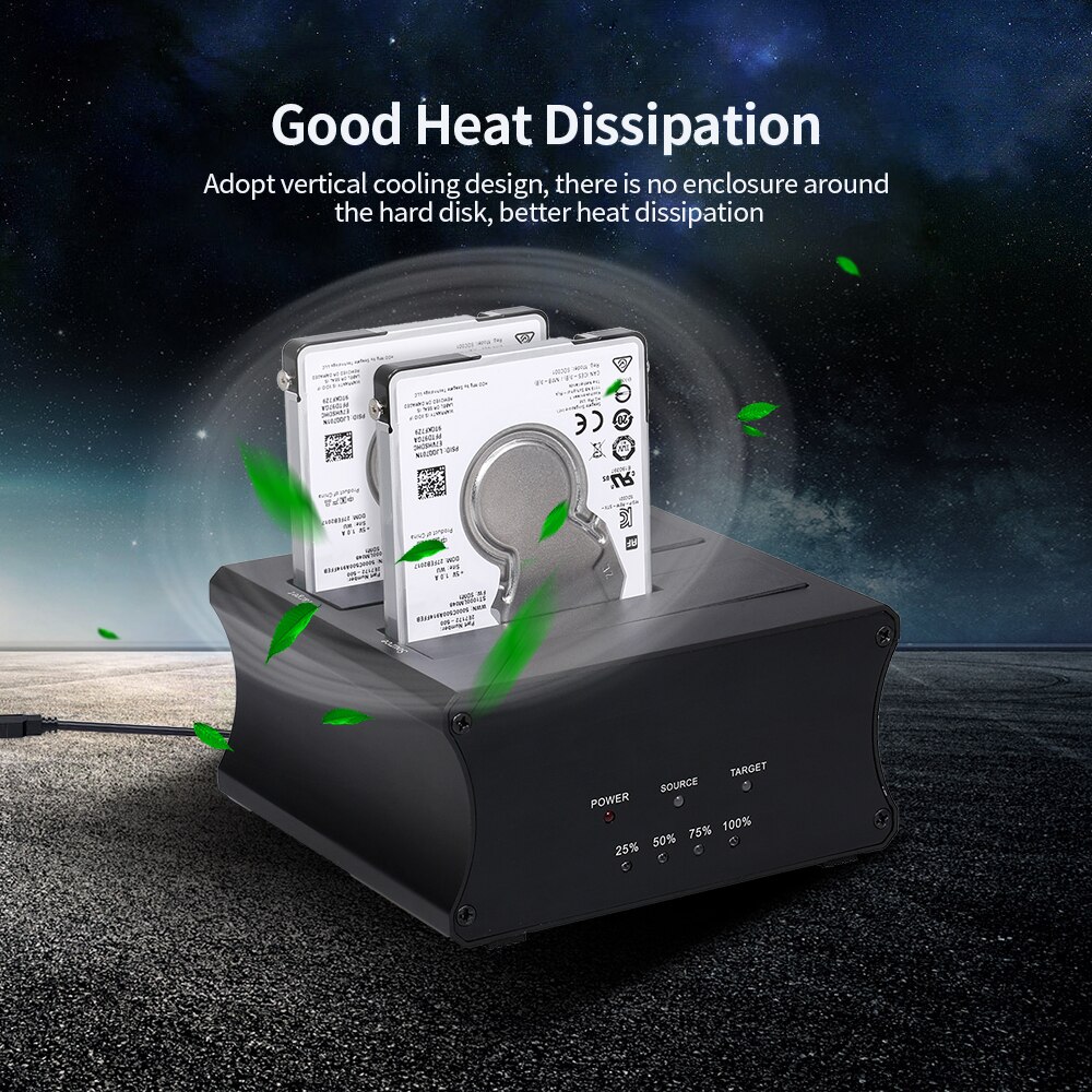 Aluminium Alloy USB 3.0 Dual Bay HDD Docking Station 2.5/3.5inch SATA HDD/SSD Docking Station