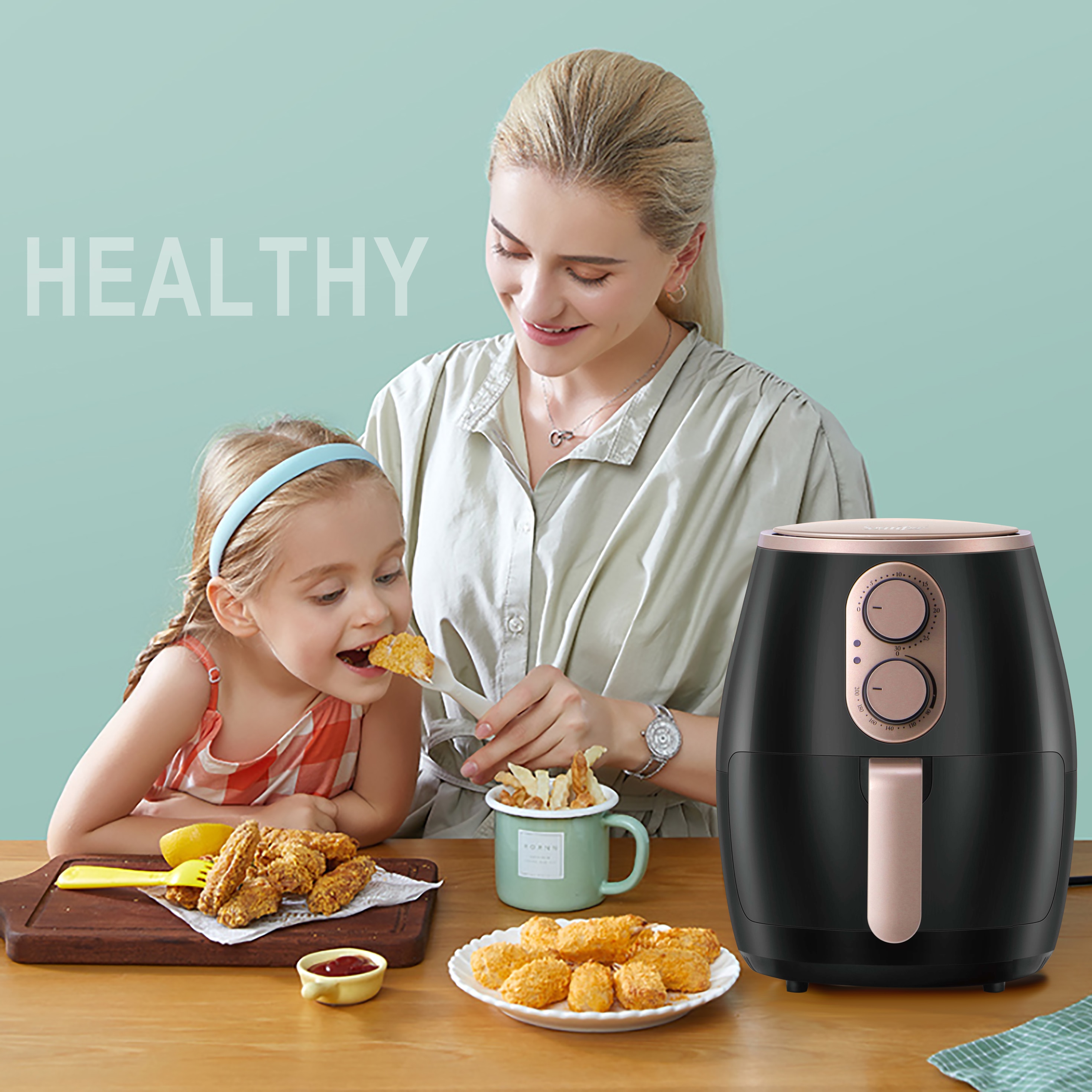 Sonifer 3.6L freidora sin aceite, tostadora del hogar 360 ° sin aceite, canasta combinada fácil de extraer, adecuada para 2-4 personas para cenar,freidora de aire sin aceite,freidora de aire