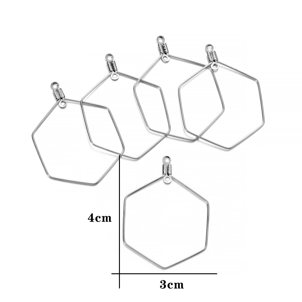 10/20 stuks roestvrijstalen oorbellen geometrische vorm hangers connector bevindingen sluitingen haken voor doe-het-zelf sieraden maken accessoires: GRIJS