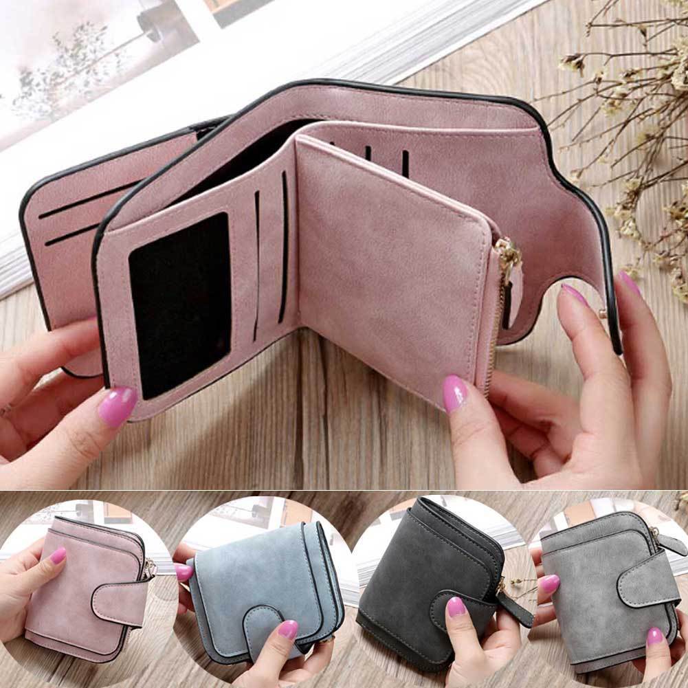 Dam pu-läder liten mini plånbok korthållare dragkedja myntväska clutch tofs solid