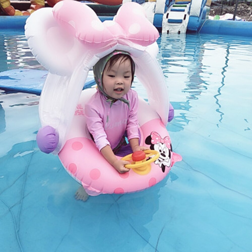 Flotador de piscina para niños de 0 a 5 años con sombra, flotador de piscina inflable, Flotador para asiento de bebé, juguetes de piscina para verano