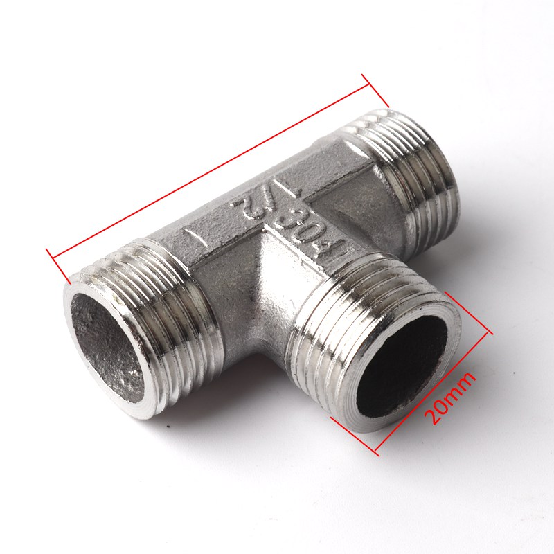 1pc 304 rostfritt stål 1/2 " tråd rak armbåge t-koppling 1/2 tum gasrörsadapter vattenkran kran trädgård bevattning: T-mmm