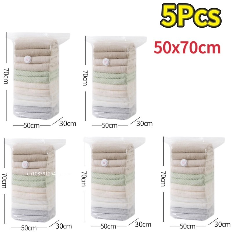 Bolsas de almacenamiento al vacío cúbicas, bolsas de plástico grandes para guardar ropa, edredón, mantas, bolsa vacía de compresión, 1-5 uds.: Multicolor