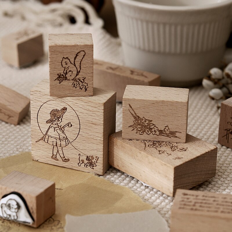 Pastorale poésie série décoration timbre rétro en bois caoutchouc timbres pour scrapbooking papeterie bricolage artisanat standard timbre