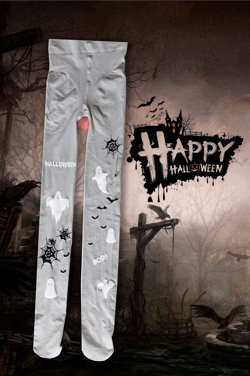 Medias góticas para mujer y niña, medias de alta elasticidad, vestido de bruja de Halloween, medias largas: Grey