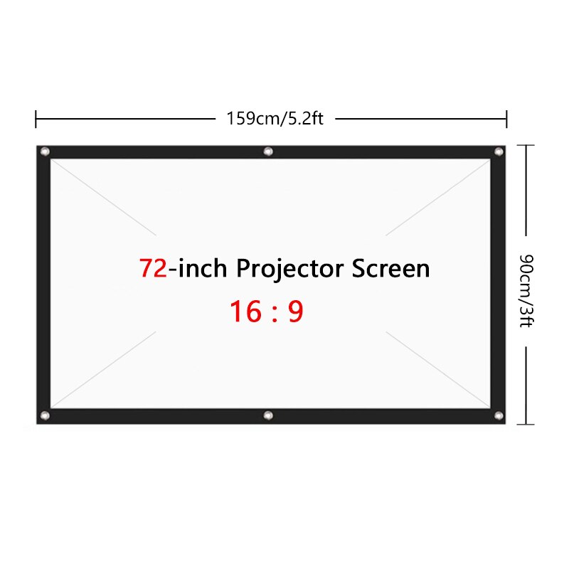 Foldable Projector Screen High Brightness 60/72/84/100 Inch HD Screen Canvas 16:9 Projector Home Theatre Beamer Movie