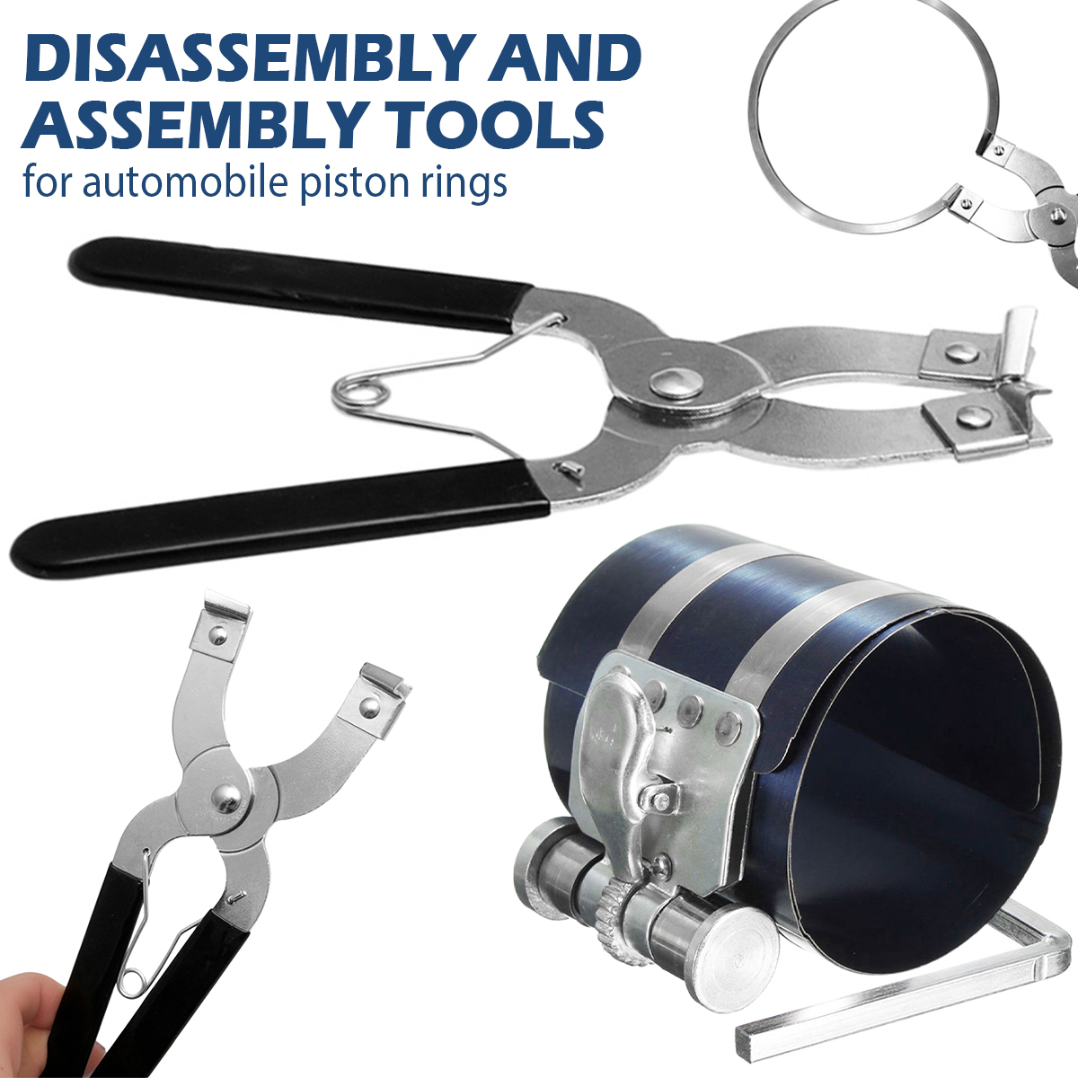 Instalador de anillos de pistón, alicates para anillos de pistón, herramienta de compresor de anillos de pistón de 53-175mm, alicates expansores de abrazadera de mantenimiento de vehículos y motor de coche
