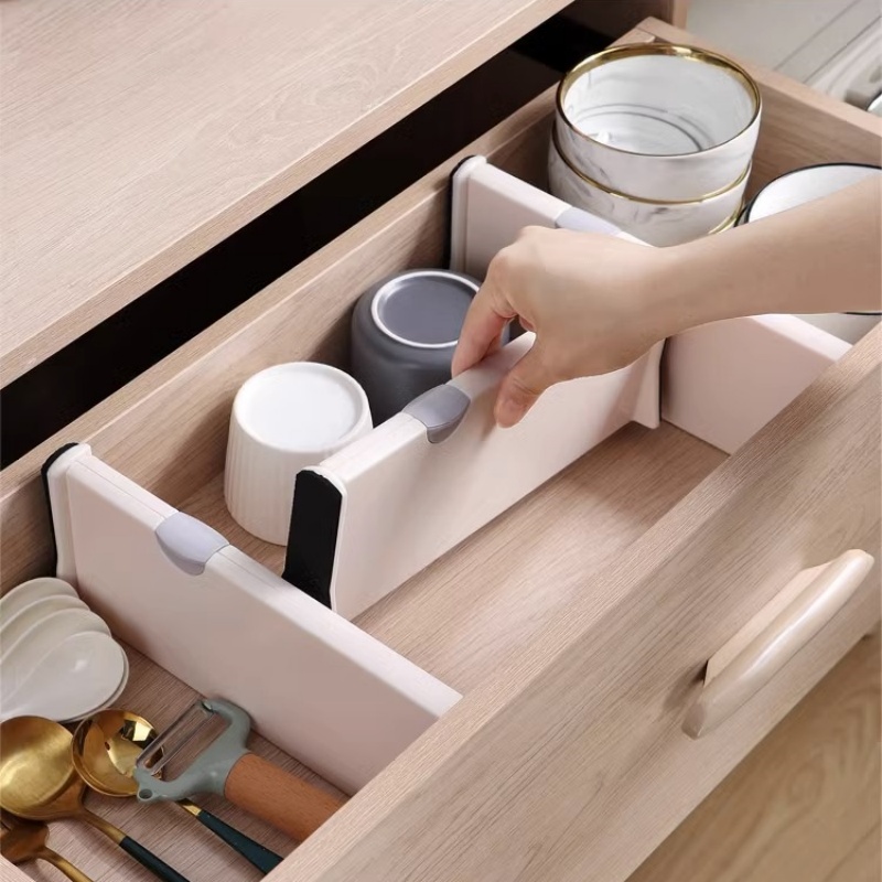 T Drawer Divider Adjustable Home Organization Dividers White Plastic Partition Holder Retractable Drawer Dividers