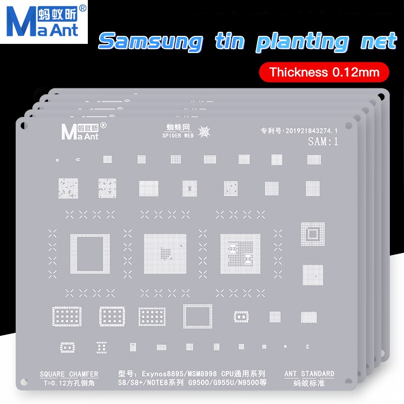 Plantilla Maant para teléfonos móviles Samsung, A10, A70, A51, Note10, S10, S9, Exynos7870, 7904, 9610, CPU Reballing, SM5713, S2MU005X03