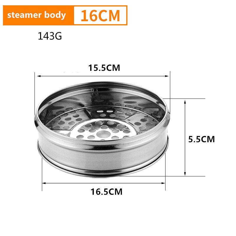 Petit cuiseur vapeur en acier inoxydable, 12-20cm, petit sac à vapeur, pour le ménage, le commerce, tiroir à vapeur pour dessert, ensemble de pâtisserie: Steamer body 16CM