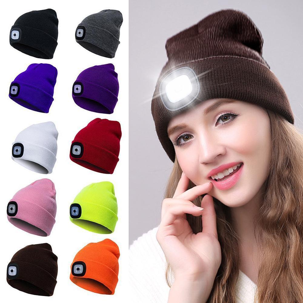 6 LED Light Hat USB Rechargeable Hands Free Flashlight Cap LED Beanies Knit Hat Keep Warm In Winter For Climbing Fishing Outdoor
