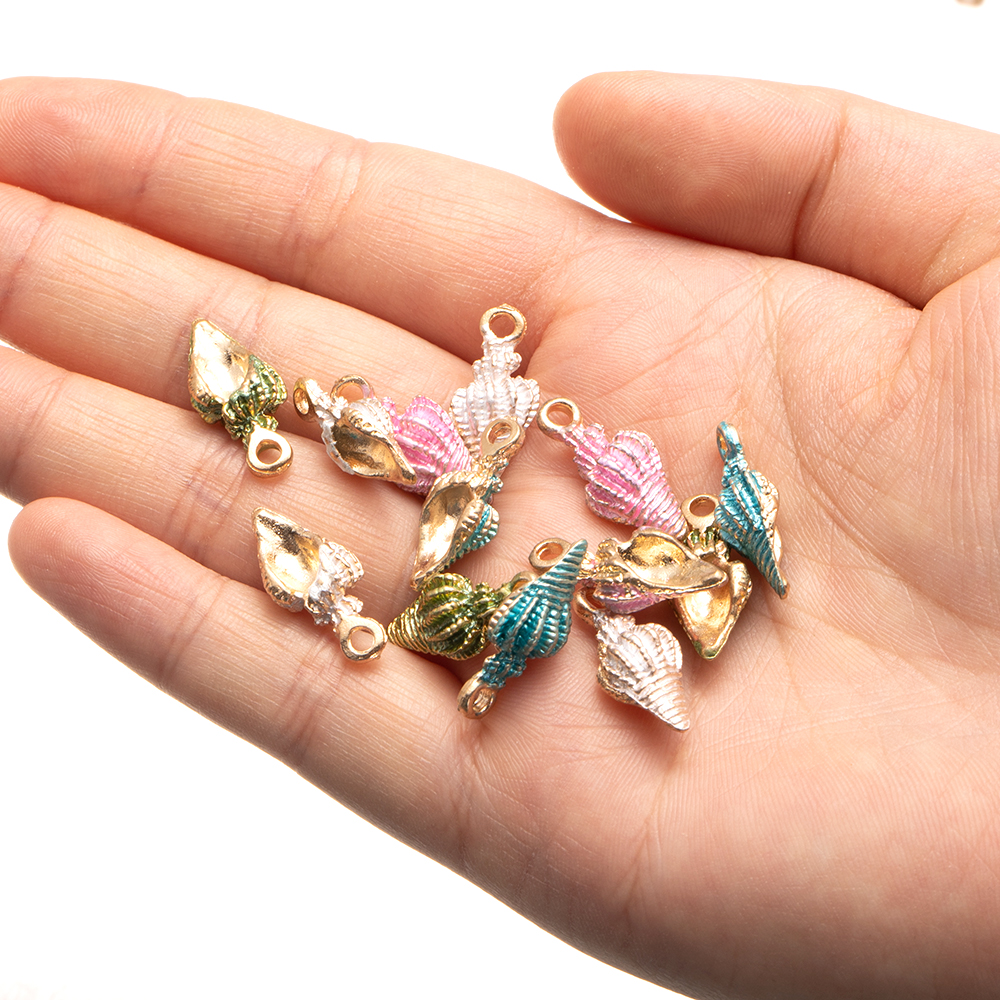 10Pcs/Lot Ocean Starfish Conch Seashell Enamel Charms Pendants For DIY Jewelry Making Birthday Wedding Party Favor