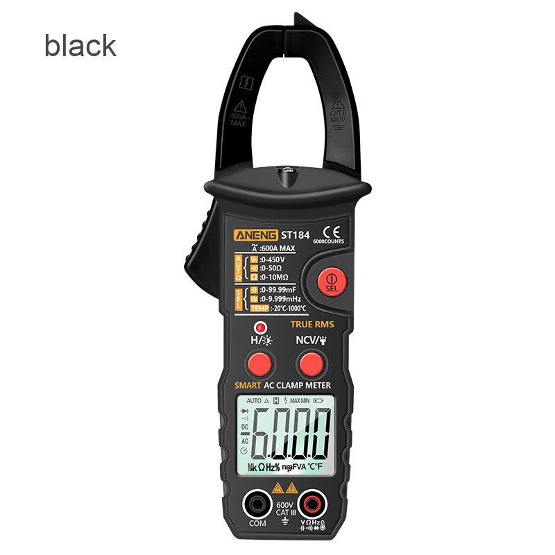 Intelligent Digital Multimeter Clamp Meter Multifunction Electrician Voltmeter High-precision Identification Measurement: Black