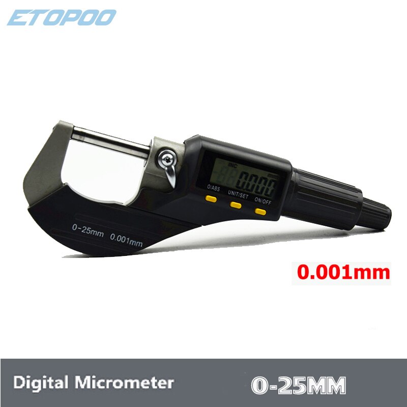 0.001mm Digital Outside Micrometer 0-25mm 25-50mm 50-75mm 75-100mm Electronic Micrometer Caliper Gauge Meter Micrometer Carbide: digital A 0-25