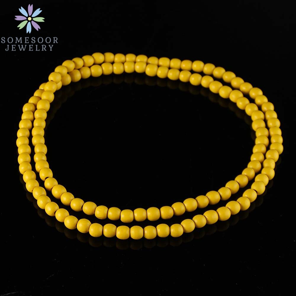 SOMESOOR-collar de cadena con cuentas redondas para hombre y mujer, cadena colorida de 45cm de longitud, accesorios colgantes hechos a mano, joyería: Yellow