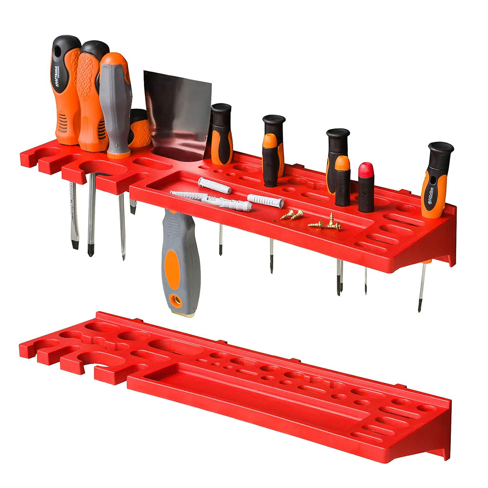 Wall Mounted Storage Bins 28-Bin Parts Rack Organizer Garage with 2PCS Wall Panels Hooks Plastic Shop Tool for Screw Nails