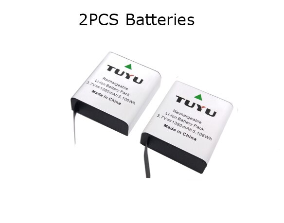 TUYU Batterie D&#39;action Caméra pour EKEN H9 H9R H6S H5S + SJCAM SJ4000 Sj5000 SJ7000 SooCoo F68 C90 c30 C50 gitup2 EK7000 Courageux 4 V50x: 2pcs batteries