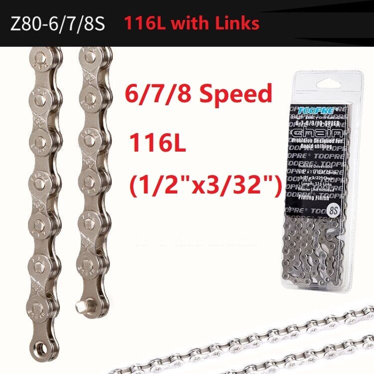 Bicycle Chain 6/7/8/9/10/11 Speed 116 Links MTB Mountain Bike Road Folding Bike Chain Fixed Gear Bicycle Single Speed Chain 114L: 6-7-8 Speed