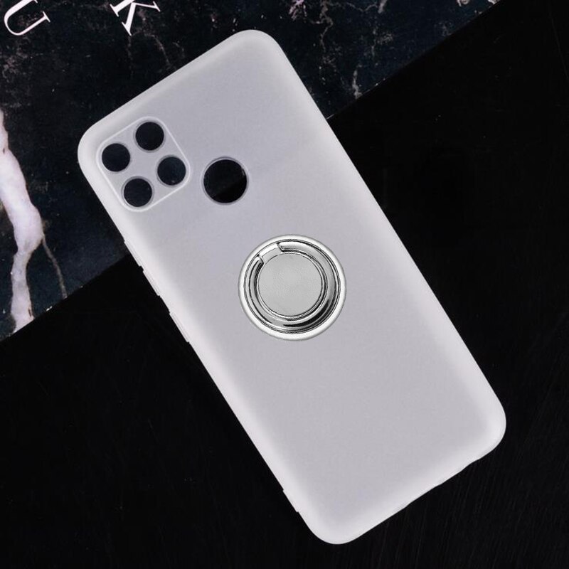Soporte de anillo trasero para OPPO Realme 7i, carcasa de teléfono de silicona suave TPU, Realme7i, RMX2193: Ring Case White