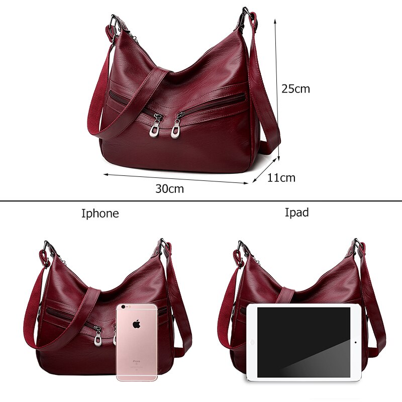 Zachte Crossbody Tassen Voor Vrouwen Pu Lederen Handtassen Vrouwen Tas Vrouwen Messenger Bags Dubbele Rits Handtassen