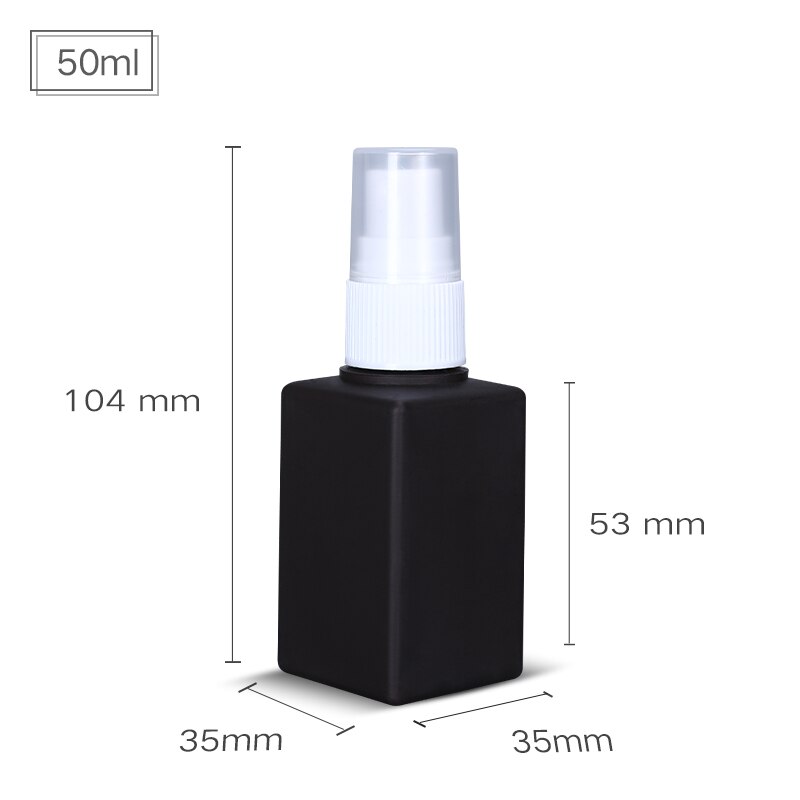 Umetass firkantet fin tåge sprayflaske 50ml 100ml pe plast kosmetikbeholdere tomme rejseflasker 1 stk.: 50ml mørkebrun
