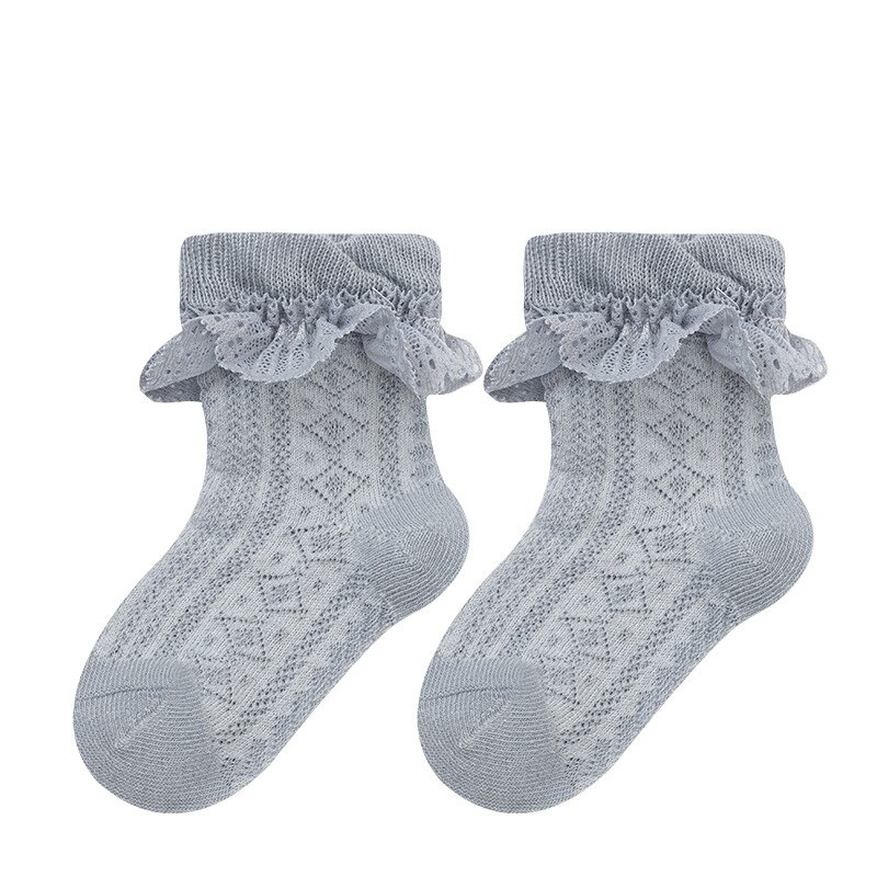 Summer Children Thin Cotton Princess Socks Baby Infant Girls Sweet Breathable Mesh Lace Socks Clothes Accessories: blue gray / M(1-3 years)