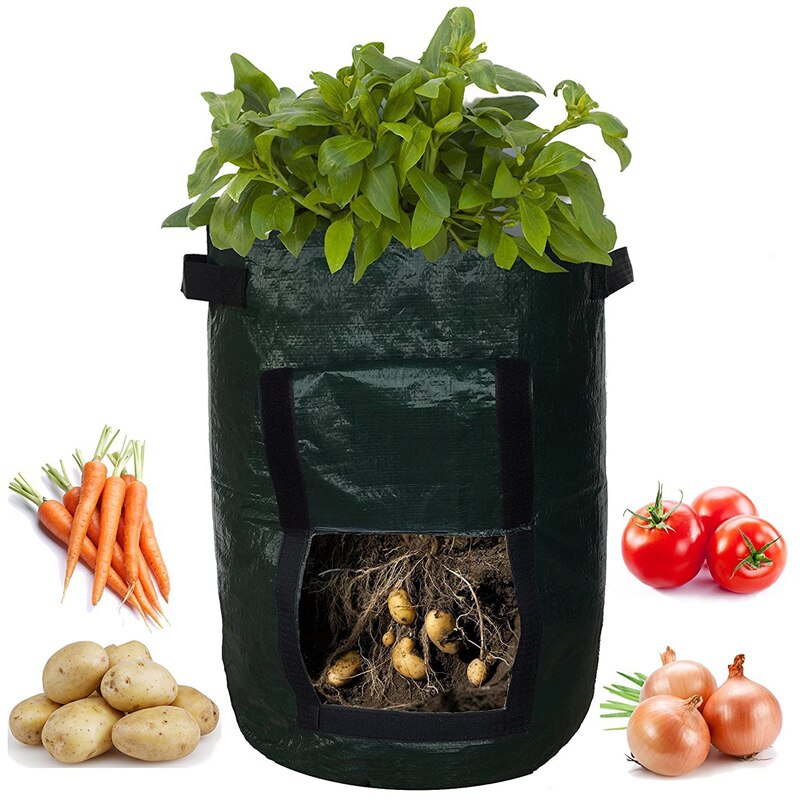 5pcs Geweven Stof Zakken Aardappel Teelt Planten Tuin Potten Plantenbakken Groente Planten Zakken Grow Bag Farm Home Tuin PE tas