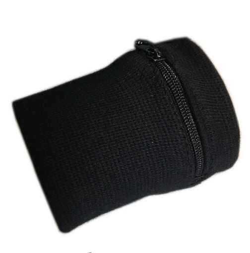 Ritssluiting pols portemonnee tas hardloop sport armband tas voor  mp3 sleutelkaarten opbergtas badminton basketbal polsband zweetband: Zwarte kleur