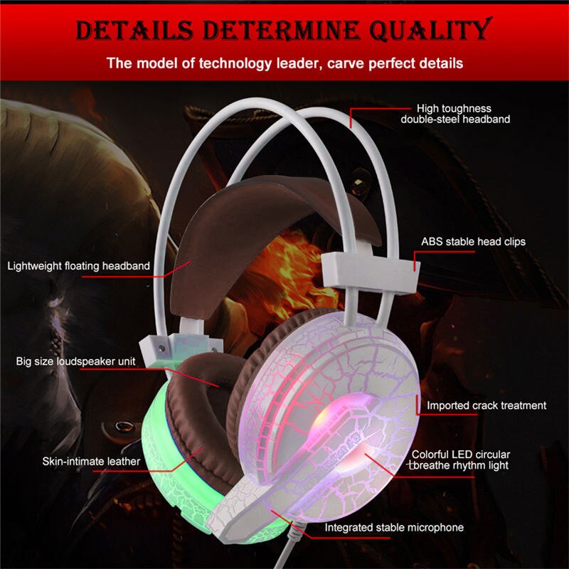 Gaming Headset LED Light Earphone Headphone With Microphone H6 For Computer Game PC Gamer Laptop