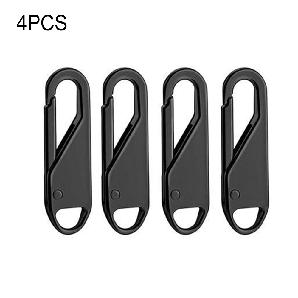Newly Universal Detachable Zipper Puller 4/8pcs Metal Zipper Repair Kit for Coat Bag General: Black 4PCS