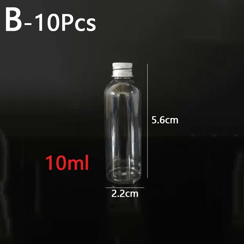 Envase de plástico transparente para viaje, botellas de plástico transparente para loción, champú y agua potable al aire libre, 5/10/15/20/30/50ml, 10 Uds.: B