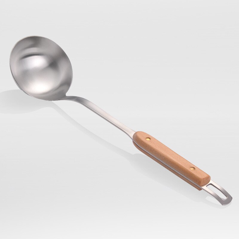 Köksutrustning sand lätt sked lång matlagningsskyffel sked rostfritt stål köksutrustning trähandtag spatel