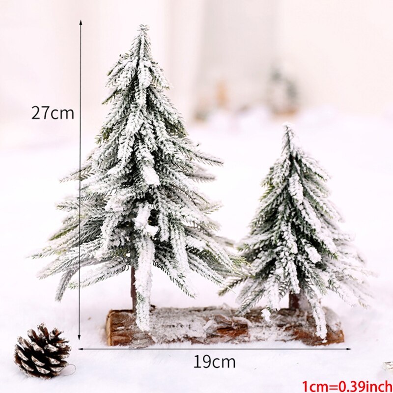 Christmas Tree Burlap Flocking Snow Scene Arrangement Christmas Decorations Desk D0AD