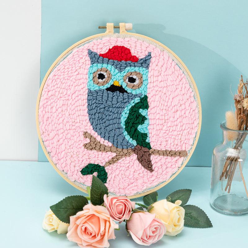 2020 nowy haft ręczny DIY pakiet materiałów wełniane naszycia obrazy do dekoracji mieszkania prosty krzyż wyszywany obrazek: blue owl