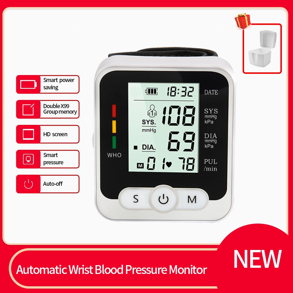 Nieuw! Pols Bloeddrukmeter Automatische Digitale Tonometer Meter Voor Meten Bloeddruk En Hartslag Bloeddrukmeters
