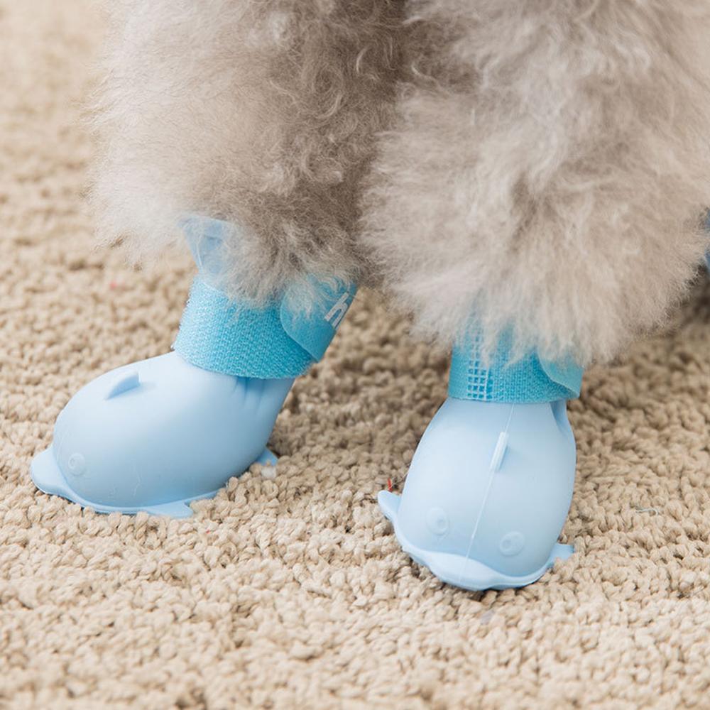 Juego de zapatos suaves antiarañazos para gato, botas de pata de silicona suave para perros, Baño de mascotas, cubierta ajustable, SUMINISTROS DE ASEO para gatos, 4 unids/set