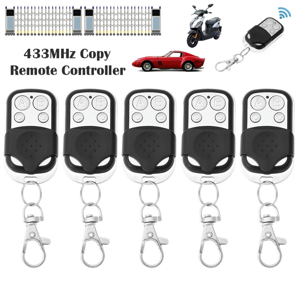 5 Pack 433MHz Remote Control Duplicator 4 Buttons Remote for Garage Door Opener for Gate Garage Door Opener