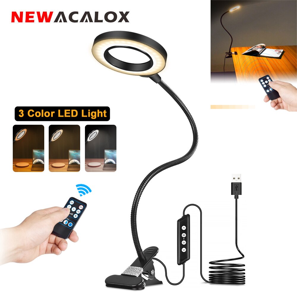 NEWACALOX Table Lamp Desk Clamp 3X LED Magnifying Glasses Wireless Remote Control USB Desk Lamp Third Hand Welding Magnifier