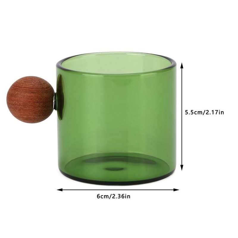 120ml Glass Coffee Cup Clear Heatproof Glass Coffee Mug with Wooden Ball Handle for Office Bar Party Coffee Cup