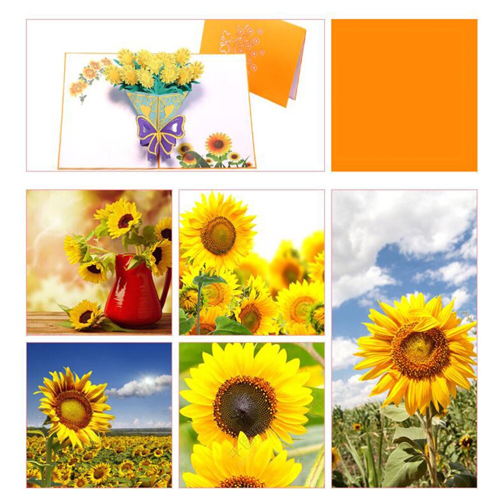 3D Flower Greeting Sunflower Bouquet for Birthday Valentine's Day
