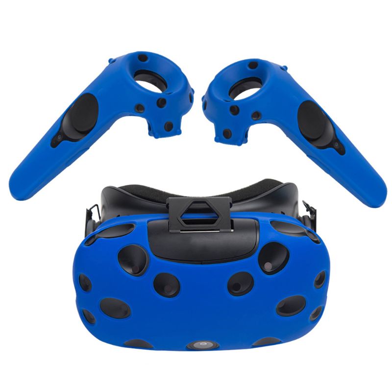 Beschermhoes Siliconen Controller Handvat Case Anti-Slip Schokbestendige Shell Game Accessoires voor HTC Vive Headset VR: Blauw